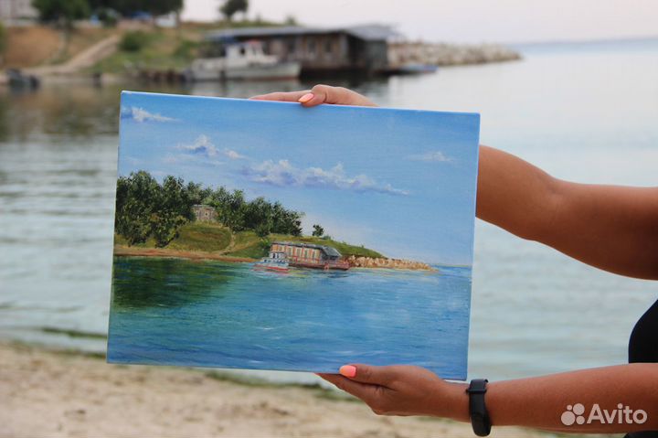 Картина маслом река Волга