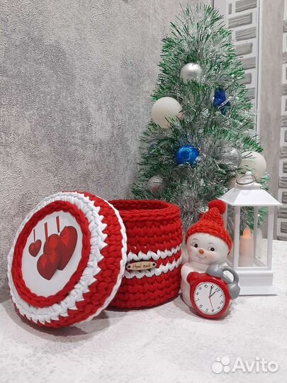 Шкатулка из трикотажной пряжи ручная работа