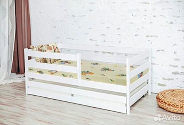 Кроватка от 2х лет высокий борт берёза софа эко