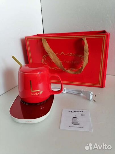 Красная кружка с подогревом в подарочной упаковке