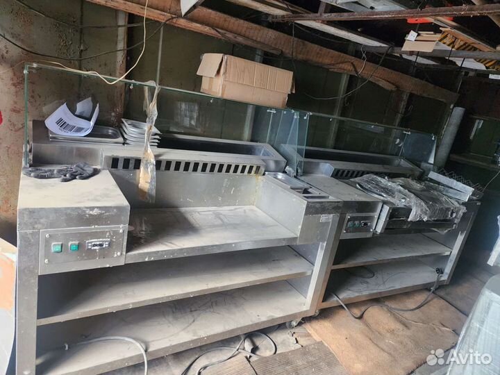 Блинная станция витрина с холодильником и вытяжкой