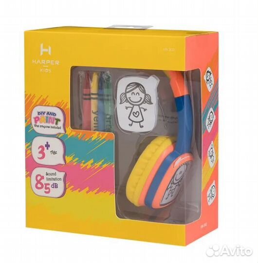 Наушники harper kids HN-302, оранжевый-голубой