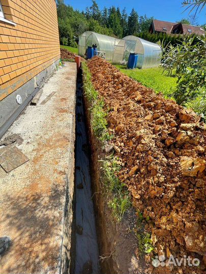 Дренаж участка,Ливневая канализация,Копка траншей