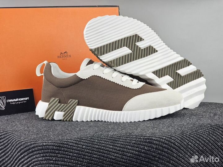 Кроссовки мужские Hermes Bouncing Brown White 45