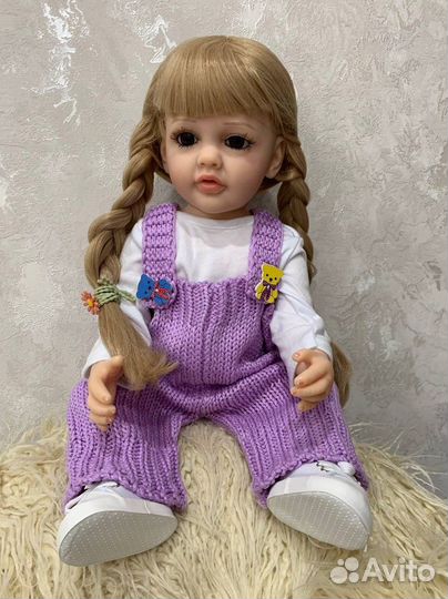 Кукла реборн 60-65см в вязаном костюме