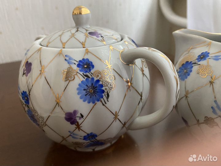 Сахарница и молочник лфз золотая сеточка Васильки