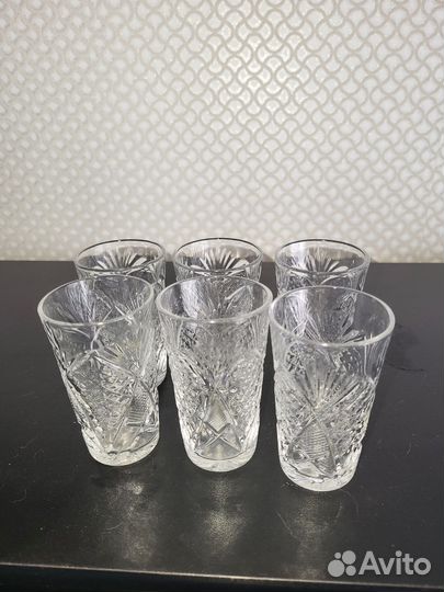 Хрустальные стопки, 6 штук