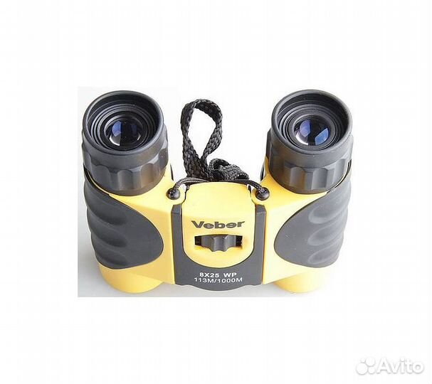 Бинокль Veber 10x25 WP черный-желтый
