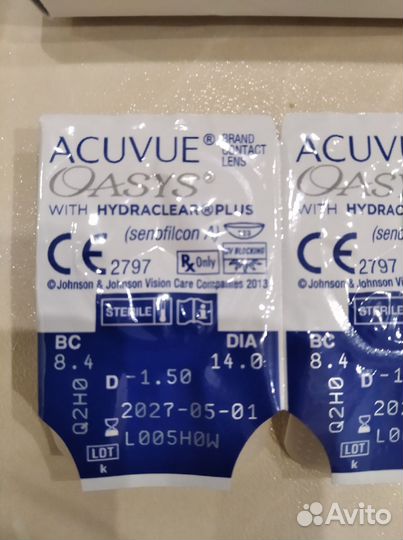 Линзы контактные Acuvue oasys (двухнедел-1,5)
