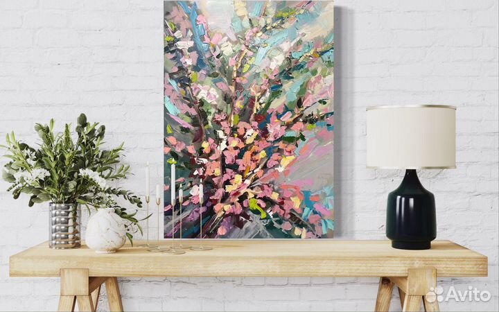 Картина маслом ''Цветение вишни