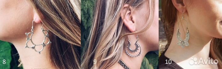 Серьги этно хиппи ретро бохо винтаж ретро готика