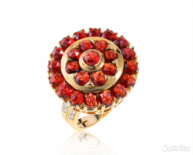 Золотое кольцо с гранатами 5.71ct
