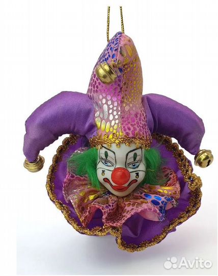 Клоун фигурка-магнит и елочная игрушка Фарфор