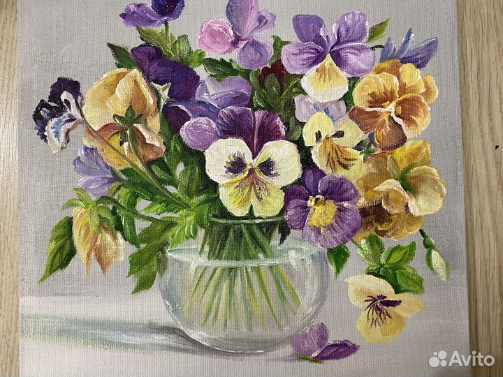 Картина маслом. Анютины глазки