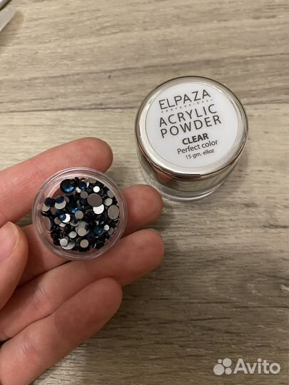Акриловая пудра+стразы+лопатка