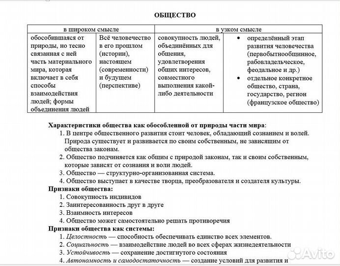 Теория конспект для егэ по обществознанию