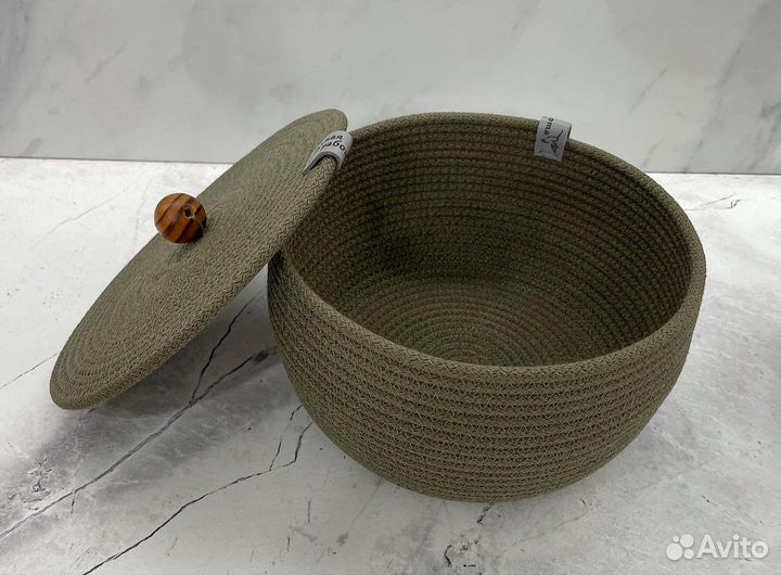 Корзина интерьерная из джута и хлопкового шнура