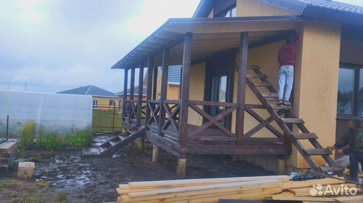 Пристройка терраса веранда к дому/ Строители