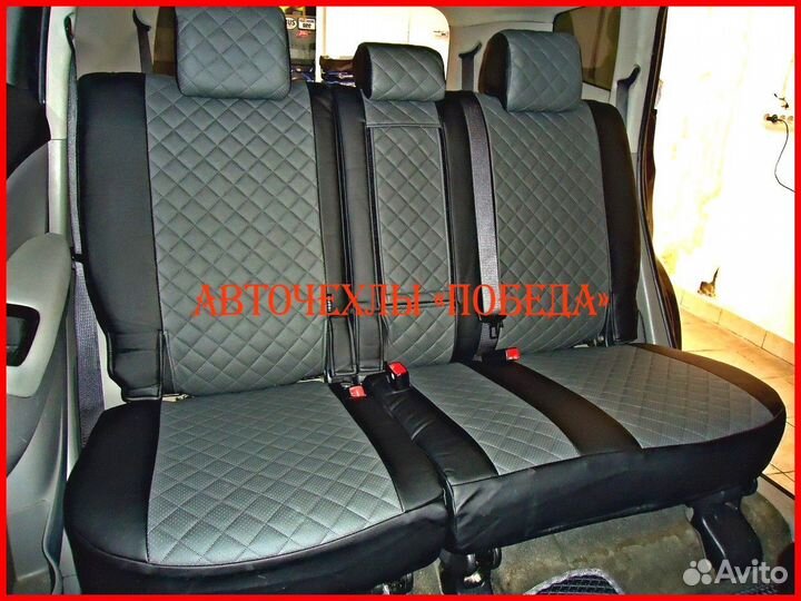 Чехлы Chevrolet Orlando из экокожи чёрно-серые Ром