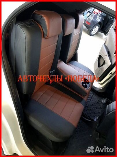 Чехлы Ssangyong Actyon из экокожи чёрно-коричневые