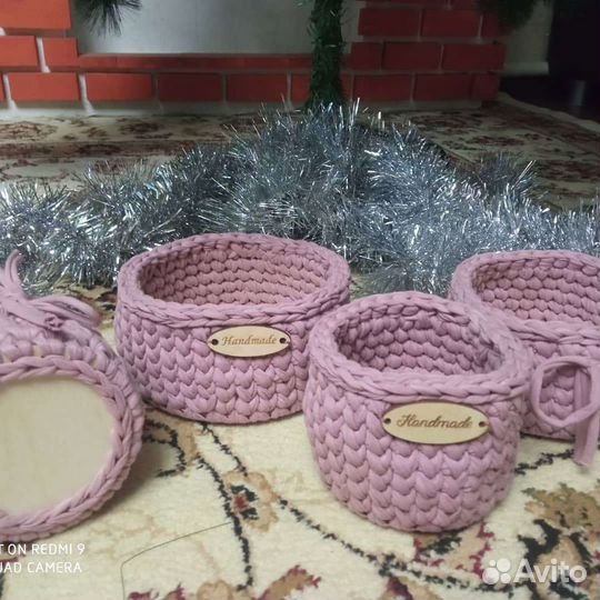 Корзиночки из трикотажной пряжи