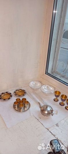 Эмаль рюмки чайник Китай и др серебро