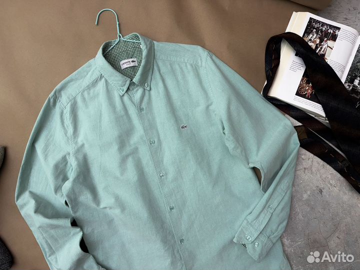 Ментоловая рубашка оксфорд Lacoste оригинал