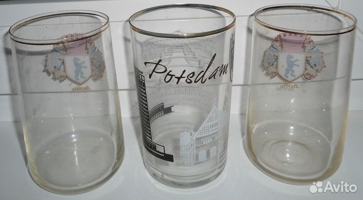Стаканы позолота стекло,цв.стекло Германия гдр