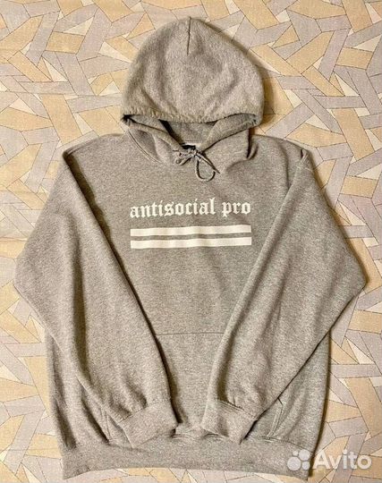 Худи antisocial pro серое