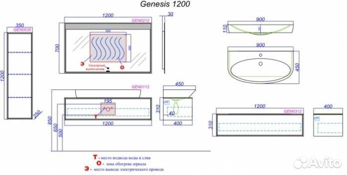 Мебель для ванной Aqwella Genesis 120 белый глянец