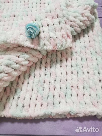 Вязаный плед покрывало для детей и взрослых
