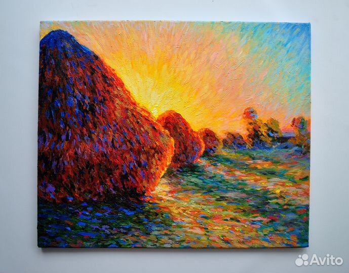 Картина маслом К. Моне Стога сена копия