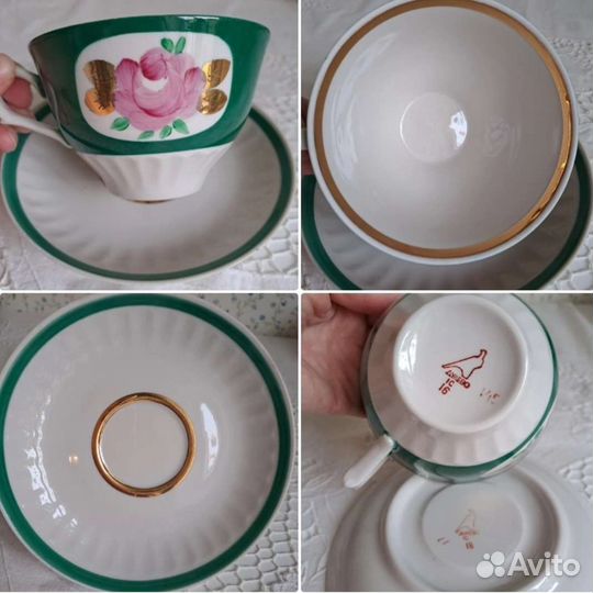Чайные пары Дулево Вербилки, фарфор СССР