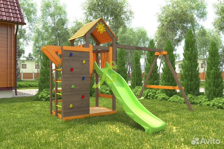 Деревянная площадка для дачи Игруня 5 с турником