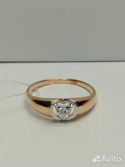 Золотое кольцо 16,5 с фианитом 