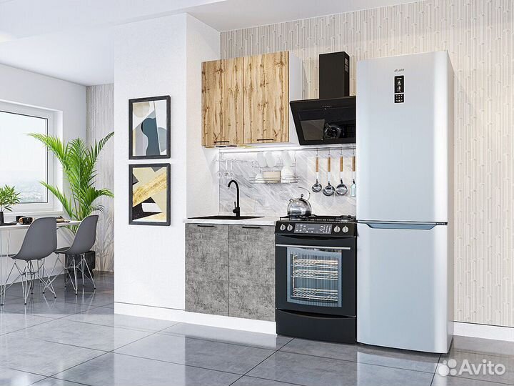 Кухня Флэт-03 Wotan Oak 2S-Temple Stone 2S. Москва