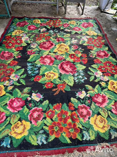 Ковёр ручной работы антиквариат 1950г старинный