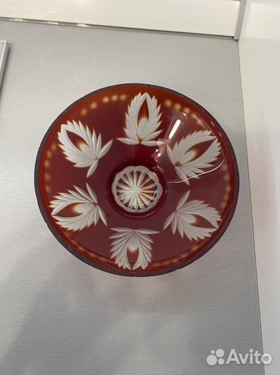 Ваза красный рубиновый цветной хрусталь СССР