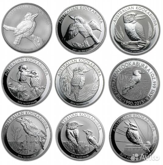 Австралия Кукабарра серебро 999 1 унция 2010-2020