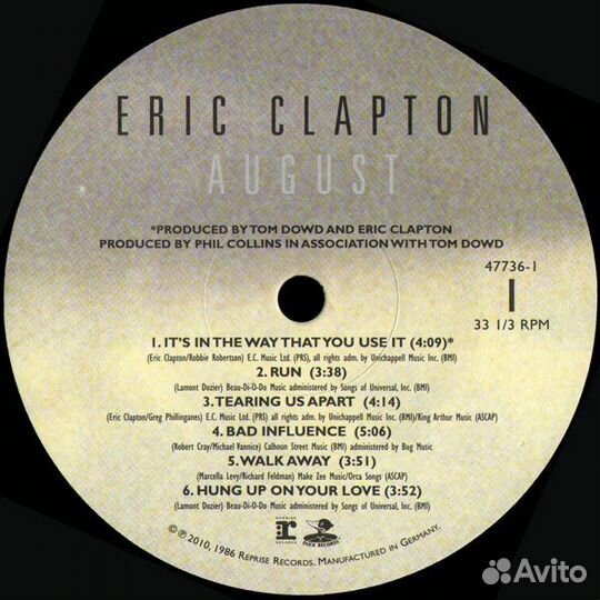 Виниловая пластинка WM Eric Clapton August (Black Vinyl)