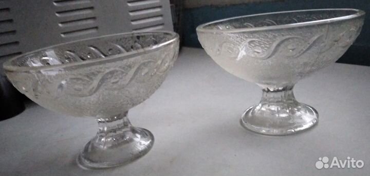 Креманки для мороженого СССР Рельефный хрусталь