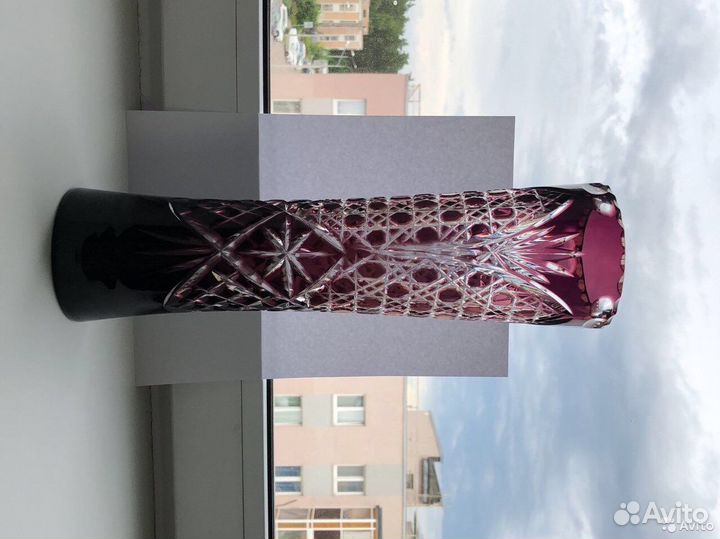 Ваза хрусталь редкая винтаж фиолетовая