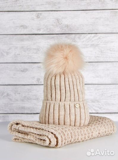 Комплект шапка и снуд женский зима шерсть новые