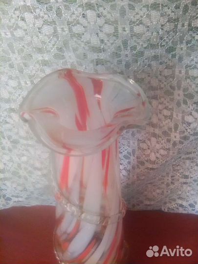 Ваза гутное цветное стекло СССР