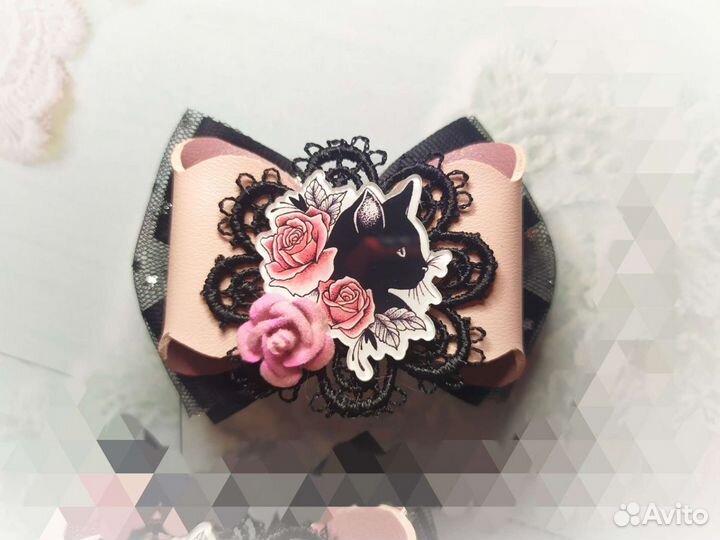 Бант экокожа, кружево