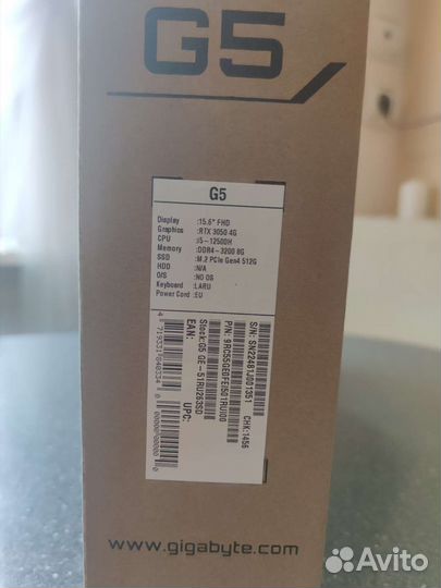 Gigabyte G5 i5-12500H/3050/512 IPS 144Гц новый