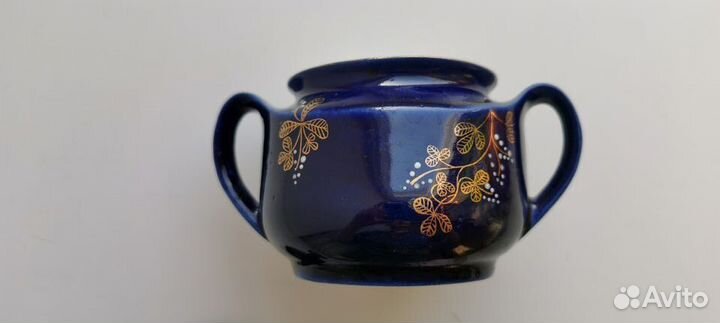 Сахарница винтажная Возрождение кобальт СССР