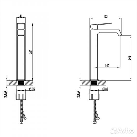 Смеситель для умывальника Azario Exquisite AZ-V