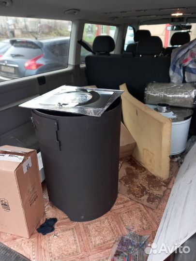 Круглая печь для бани с баком