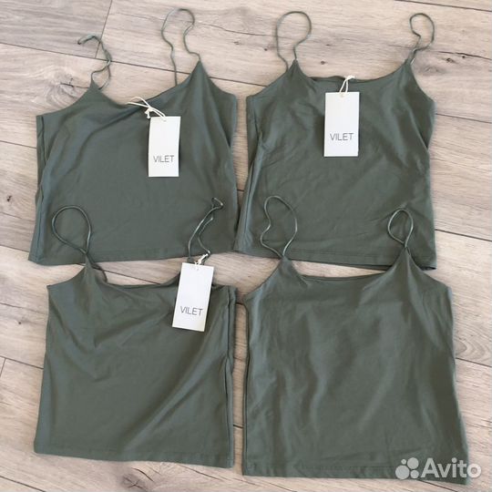 Топ базовый майка хаки zara lime 12storeez S XS L